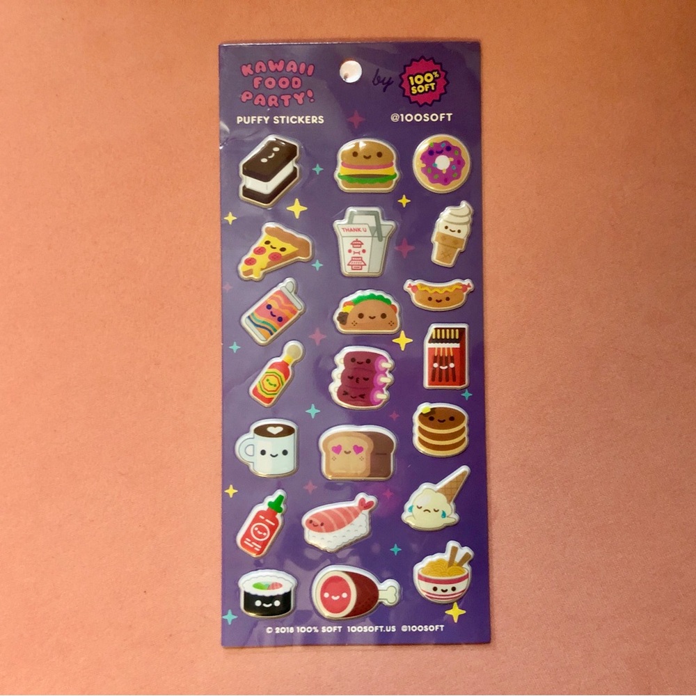 Kawaii Food Party! Puffy sticker set by 100% Soft Hot Topic